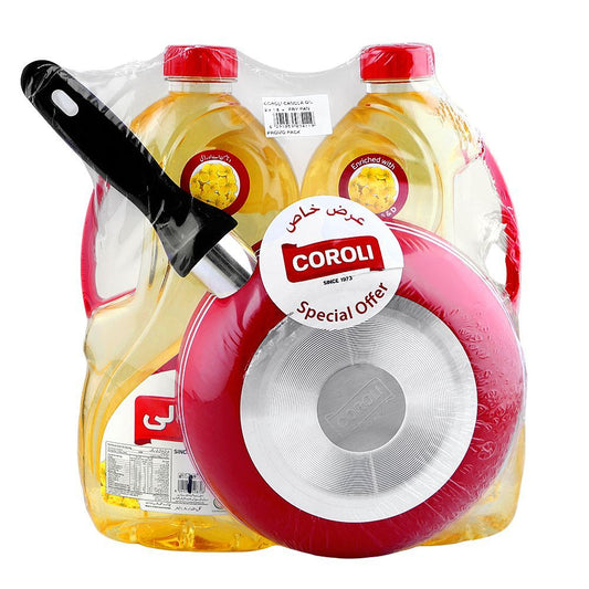 Coroli Pure Canola Cooking Oil with Free Fry Pan, 1.8 Liter Each, 2-Pack